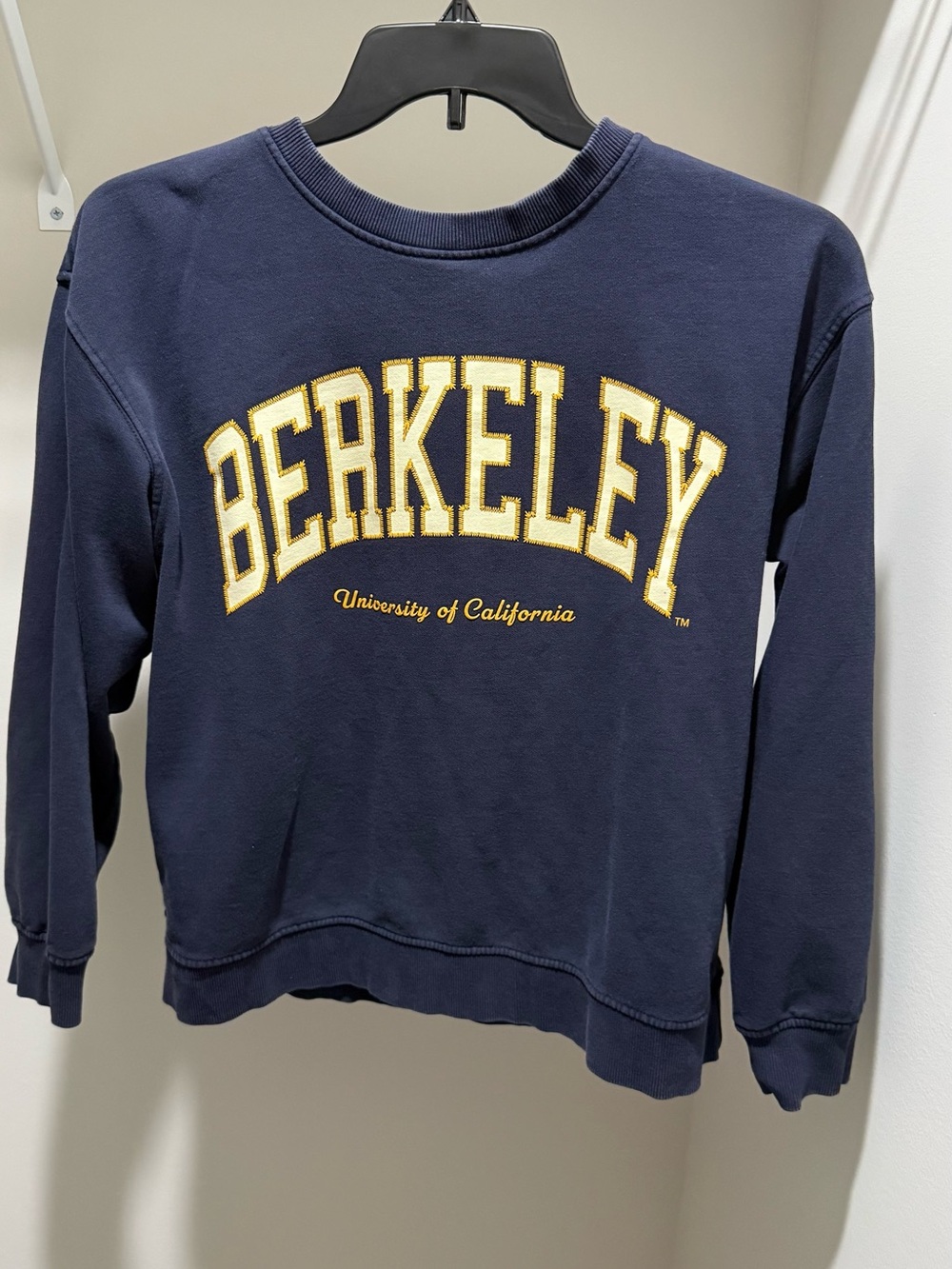 H&M Navy Crewneck Sweatshirt with Gold 'Berkeley' Appliqué